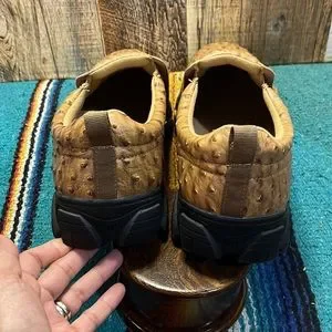 Roper mens size 12 tan ostrich slip on shoes,has a. rubber sole. Roper | Shoes | Roper Mens Size 2 Tan Ostrich Slip On  main image 2